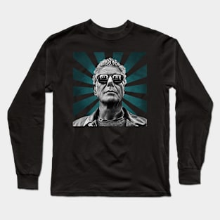 Anthony Bourdain II Retro Pixel II 70s Long Sleeve T-Shirt
